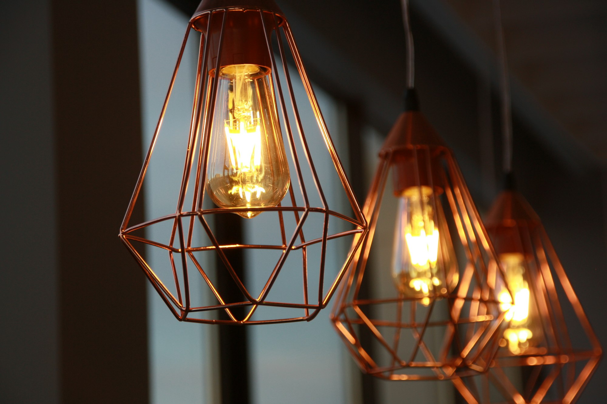 Minimalistic stylish lamps decorated in a modern style. Selective focus.